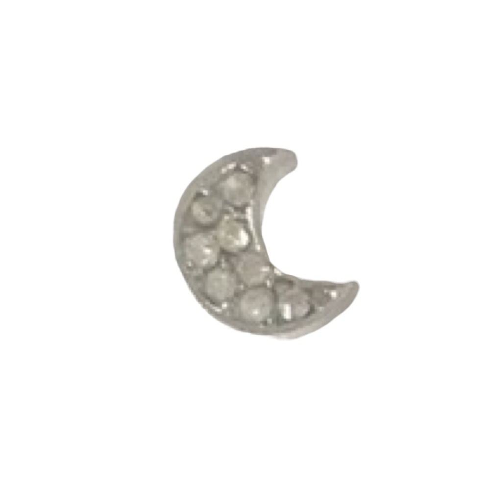 new Loren Olivia ☾ Pave Crystal Crescent Stud Earrings ☾ Silver Plated Post Back - Picture 2 of 11